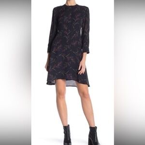 Theory Bellflower Silk Floral Shift Dress Navy Size 2 NWOT